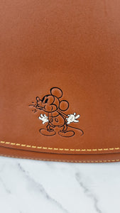 Disney X Coach 75th Anniversary 1941 Saddle Bag with Mickey Mouse Blowing Raspberries in Saddle Brown Smooth Leather Crossbody Bag LIMITED EDITION - Coach 37931