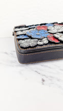Load image into Gallery viewer, Coach Dinky 32 Tea Roses Blue &amp; Red 1941 Black Leather Crossbody Shoulder Bag - Coach 58435
