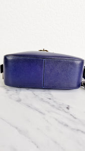 Coach 1941 Camera Bag with Tea Rose Turnlock Scalloped Edge C-Chain Strap in Cadet Blue Purple Crossbody Bag - Coach 29094
