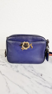 Coach 1941 Camera Bag with Tea Rose Turnlock Scalloped Edge C-Chain Strap in Cadet Blue Purple Crossbody Bag - Coach 29094