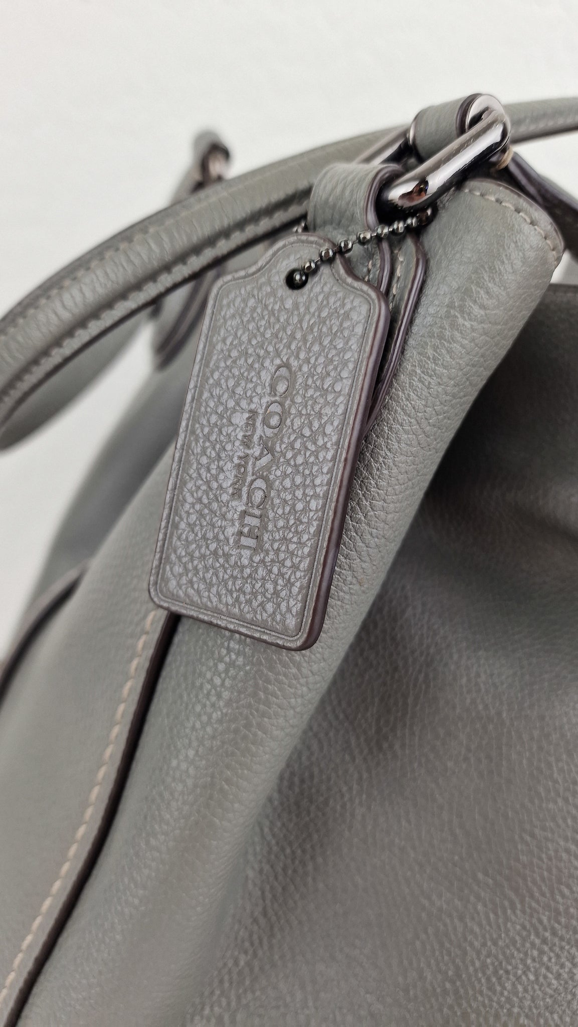 Grey leather coach bag Clearance