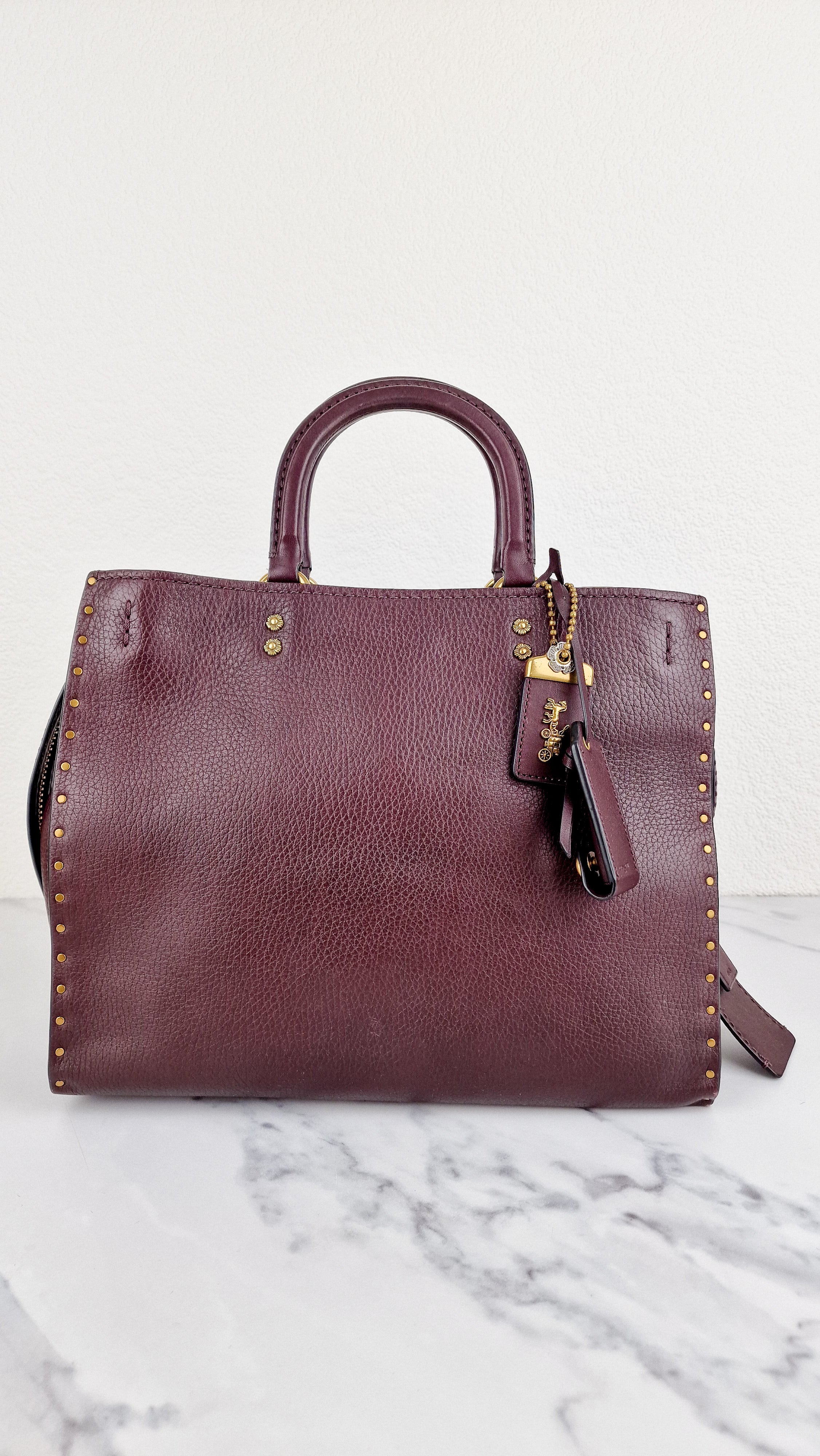 C1【used】COACH ハンドバッグ ブラウン1941 レッド Used Coach 1941 Authentic Luxe Patent Leather Red Handbag