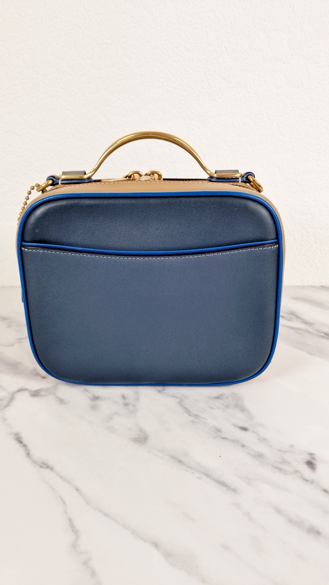 Coach 1941 Riley Lunchbox Bag in Dark Denim Blue Smooth Leather Colorb Essex Fashion House