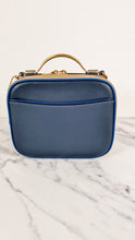Load image into Gallery viewer, Coach 1941 Riley Lunchbox Bag in Dark Denim Blue Smooth Leather Colorblock Tophandle Crossbody Bag - Coach 704
