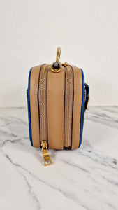 Coach 1941 Riley Lunchbox Bag in Dark Denim Blue Smooth Leather Colorblock Tophandle Crossbody Bag - Coach 704