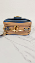 Load image into Gallery viewer, Coach 1941 Riley Lunchbox Bag in Dark Denim Blue Smooth Leather Colorblock Tophandle Crossbody Bag - Coach 704

