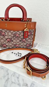 Coach Rogue 25 Signature Textile Jacquard with Embroidered Pink Elephants 1941 Handbag - Coach C6165