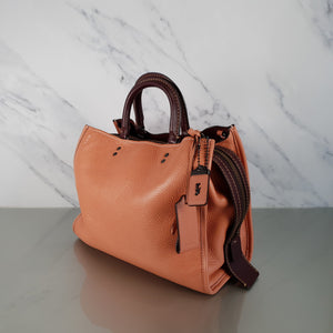 coach 1941 backpack Coach 1941 Rogue 31 in Melon with Burgundy Colorblock Detail and Suede – Essex Fashion House