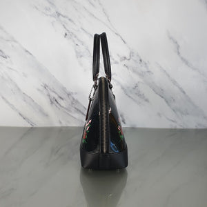 Coach mini sierra satchel black patent leather floral handbag