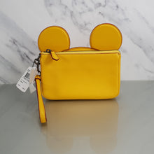 Load image into Gallery viewer, Coach  F59529 Banana Yellow Mickey Mouse EArs Clutch wristlet bag
