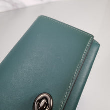 Load image into Gallery viewer, Coach envelope wallet turnlock dark turquoise 12134
