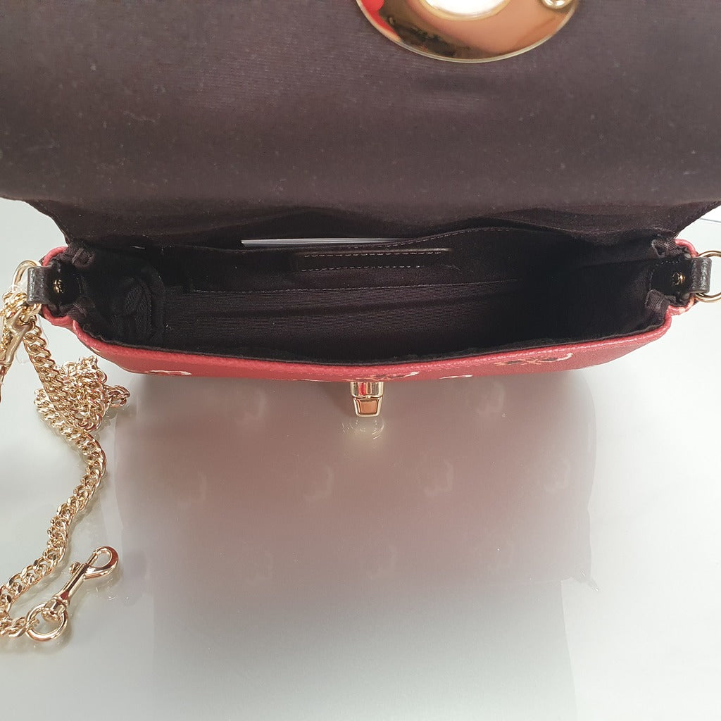 Coach Mini Ruby Bramble Rose Crossbody Bag in Raspberry Red Coated