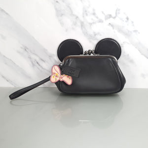 Disney x Coach Clutch Wristlet Minnie Mouse Ears Bow f30212