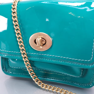 Coach 12795 Patent leather shoulder bag green brass 