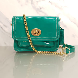 Coach 12795 Patent leather shoulder bag green brass 