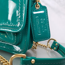 Load image into Gallery viewer, Coach 12795 Patent leather shoulder bag green brass 
