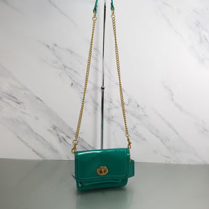 Coach 12795 Patent leather shoulder bag green brass 
