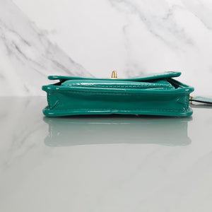 Coach 12795 Patent leather shoulder bag green brass 