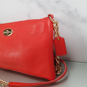 Coach Quinn Crossbody Bag Gold Chain Burnt Orange Coral F52709