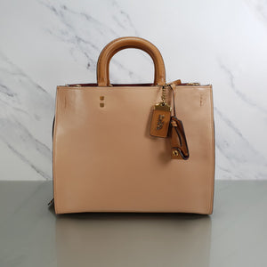 Coach 1941 Rogue 31 Smooth Calf Leather Colorblock beechwood chalk light saddle c chain strap 27055