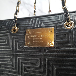 Versace Quilted Nappa Leather Tote Bag with Interwoven Chain Straps 