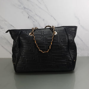 Versace Quilted Nappa Leather Tote Bag with Interwoven Chain Straps 