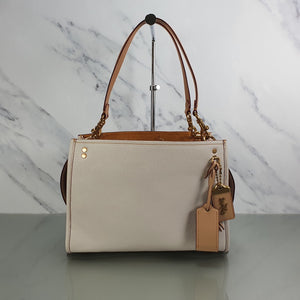 Rare Coach Rogue Shoulde Bag in Chalk Pebble Leather with Floral Bow Suede Lining - SAMPLE BAG