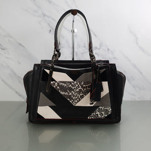 Rare Coach Dreamer in Black Smooth Leather With Genuine Snakeskin Patchwork Detail