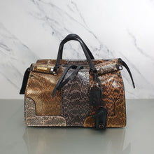 Load image into Gallery viewer, Coach Mystery Sample Bag Snakeskin Panelled leather HandbagCoach Mystery Sample Bag in Genuine Snakeskin and Smooth Black Leather
