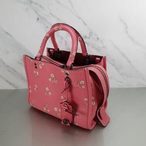 Coach Rogue 25 in Pink Floral Bow - Pebble Leather Handbag - SAMPLE BAG