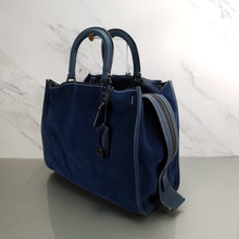 Load image into Gallery viewer, 57179 Coach Rogue 36 dark denim blue suede handbag
