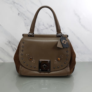 57659 Coach drifter fatigue brown top handle western rivets