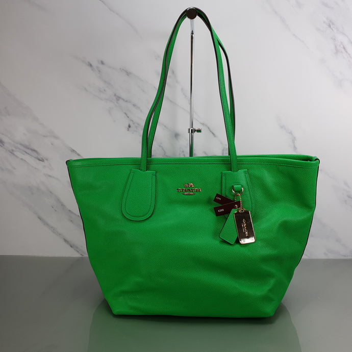 36355 Coach GReen Taxi zip top tote bag