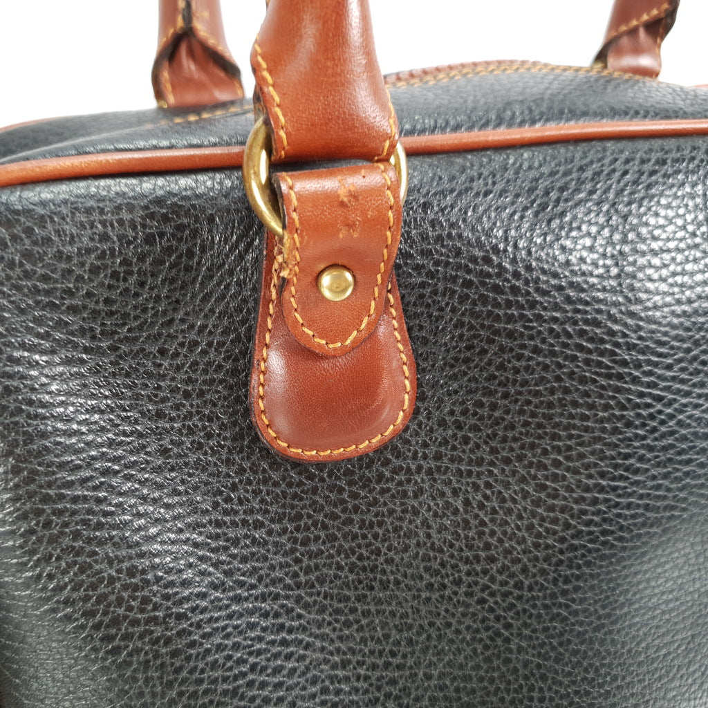 Vintage 80s Coach Bag in Colorblock Black & Brown Pebbled Leather - Ma –  Essex Fashion House