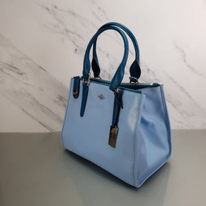 34351 Coach Crosby Carryall two tone colorblock pale blue teal silver handbag