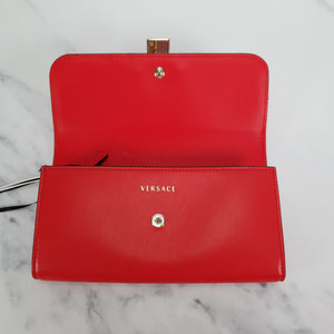 Versace DV One Wallet in Red Nappa Leather with Medusa Clasp - Clutch Purse