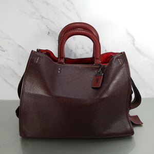 Coach 54556 Rogue 36 oxblood pebble leather red suede handbag