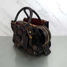 Load image into Gallery viewer, Coach  58840 Rogue 25 TEa Rose Applique burgundy leather handbag
