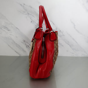 Coach Edie Signature Colorblock REd smooth leather shoulder bag