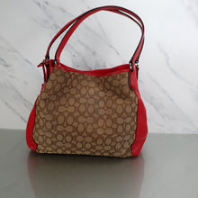 Load image into Gallery viewer, Coach Edie Signature Colorblock REd smooth leather shoulder bag
