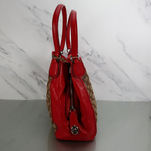 Coach Edie Signature Colorblock REd smooth leather shoulder bag