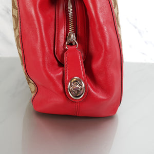 Coach Edie Signature Colorblock REd smooth leather shoulder bag