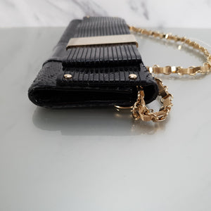Black Versace Clutch Patent Leather and Snakeskin
