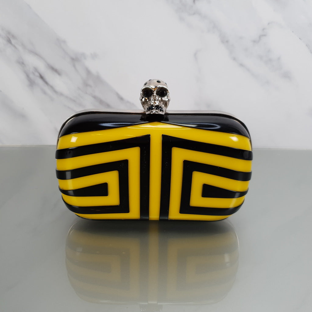 Alexander McQueen Skull Box Clutch in Yellow & Black Plastic