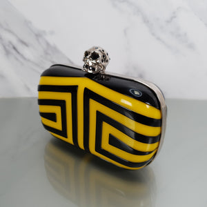 Alexander McQueen 236731 000926 Yellow Black Plastic Clutch Skull 