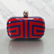Load image into Gallery viewer, Alexander McQueen 236731 000926 Red &amp; BLue Skull Box Clutch in plastic
