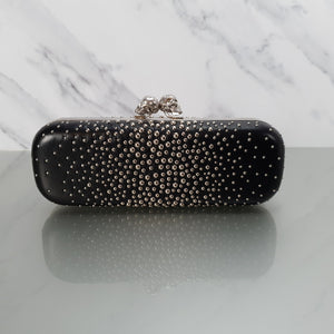 Alexander McQueen 300791 000926 twin skull box clutch studded nappa leather handbag