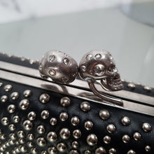 Load image into Gallery viewer, Alexander McQueen 300791 000926 twin skull box clutch studded nappa leather handbag
