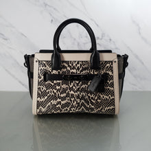 Load image into Gallery viewer, Coach Swagger 27 genuine snakeskin colorblock black and white chalk 57113
