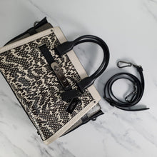 Load image into Gallery viewer, Coach Swagger 27 genuine snakeskin colorblock black and white chalk 57113
